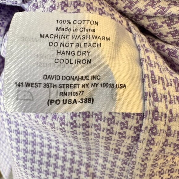 David Donahue Men’s Trim Fit Houndstooth Long Sleeve Button-Up Shirt - Picture 6 of 8